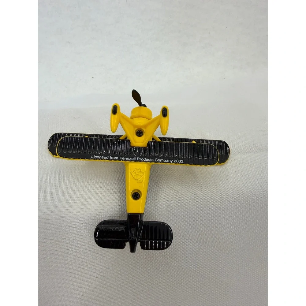 Vintage Pennzoil Biplane Diecast Metal Toy Airplane Yellow Black 2003 Licensed